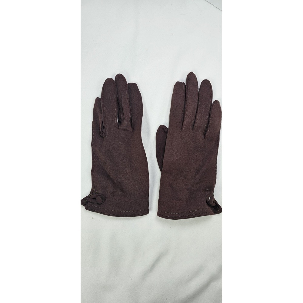 Vintage Van Raalte Harmonette Nylon Gloves Brown Ladies One Size USA Mid Century
